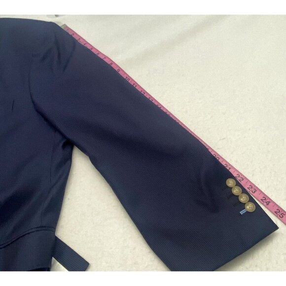 VITALE BARBERIS Men Blazer Size XL Wool Super 110 CANONICO STITCHED Blue Classic - Picture 10 of 16